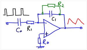 ▲ 方波转变成三角波的电路
