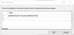 阻止类 GUID 的列表